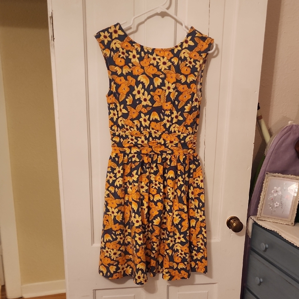 Mata Traders Floral Sleeveless Dress - Yellow and Blue - Picture 2 of 3